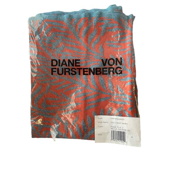 Diane Von Furstenberg Cruz Skirt Metallic Jacquard Tile Summer Party Garden Sz M - Picture 11 of 11